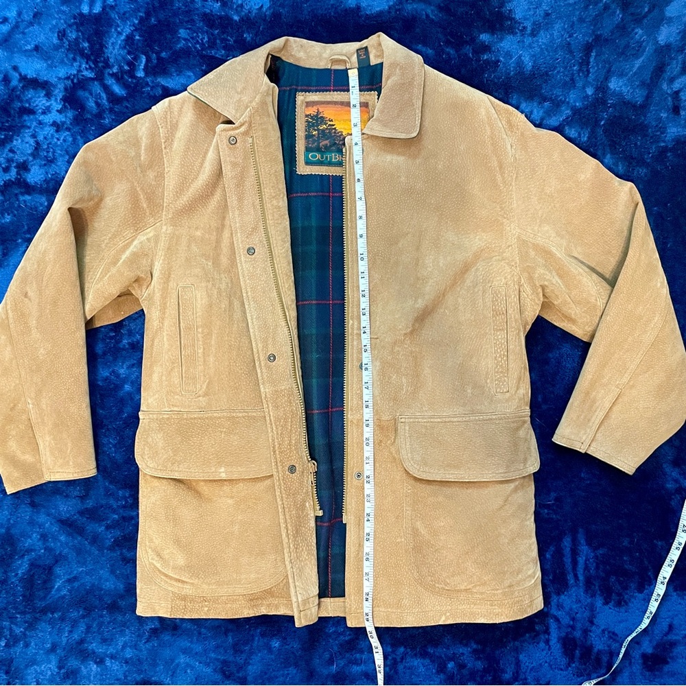 S Vintage Outback Women’s Tan Real Leather jacket lined with flannel sweater.